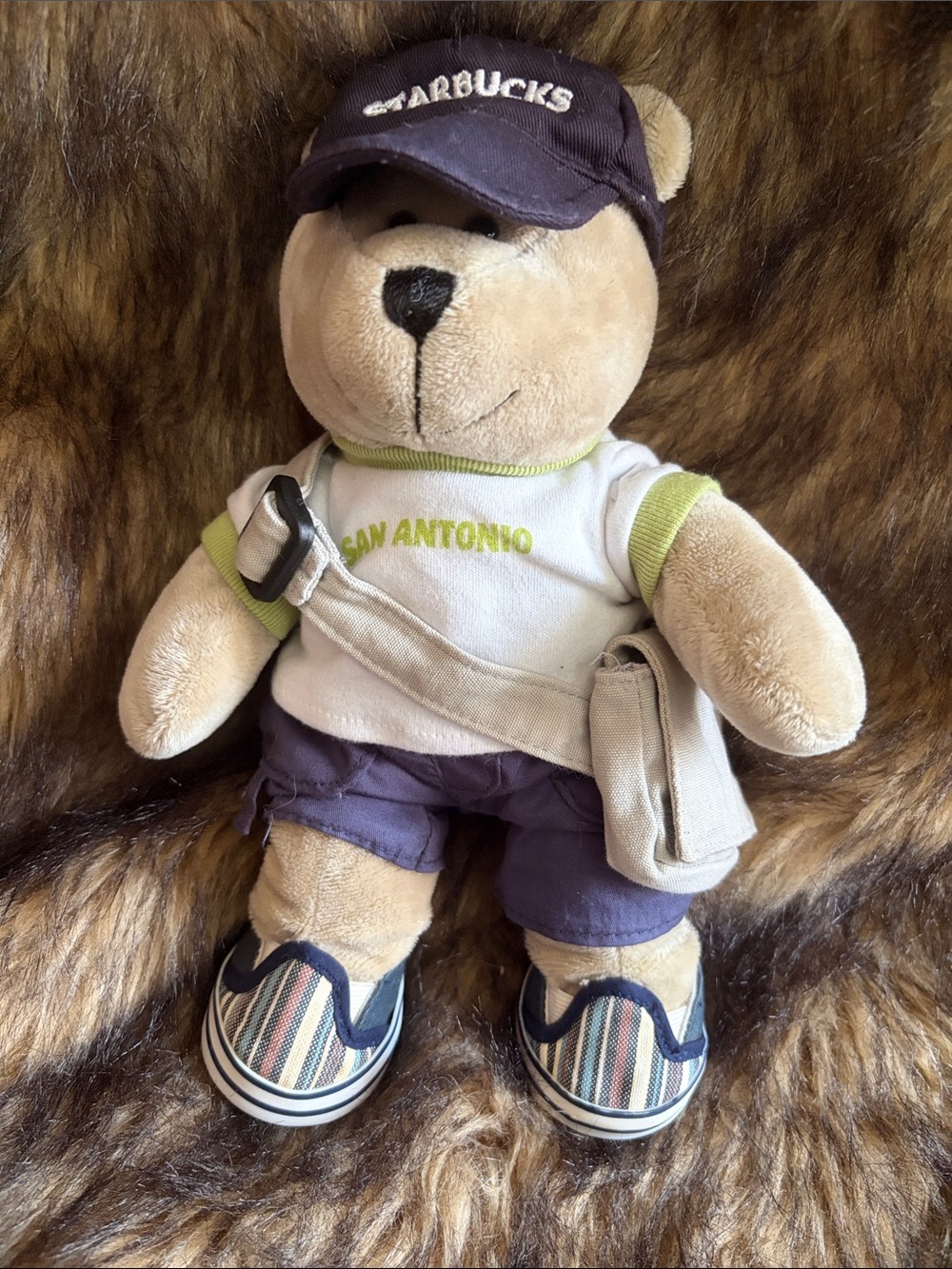 Starbucks Coffee Bearista 9" Plush Bear San Antonio Visor Bag Shoes